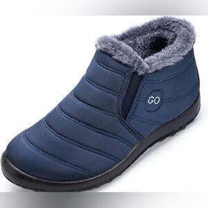 HARENCE Womens Winter Snow Boots Fur Lined Warm Ankle Boots Slip On Waterproof